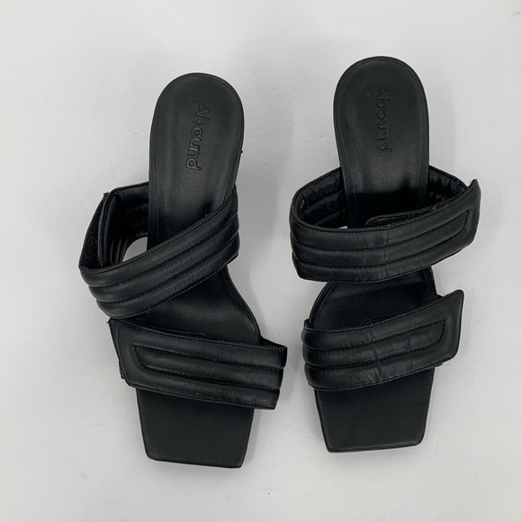 Abound Qarly quilted double strap sandals slide kitten heel shoe black 8.5 - Picture 4 of 6